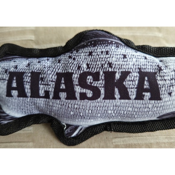 Alaska Souvenir Fish Dog Toy Realistic Salmon Trout Plush Squeaker Heavy Duty - Picture 4 of 5